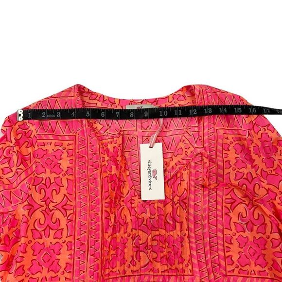 vineyard vines Top Pink Print w Tie Neck New !! Long Sleeves Size XSmall NEW !!! - Picture 10 of 11